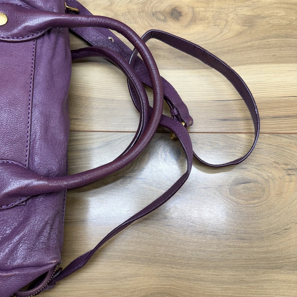 Marc By Marc Jacobs Preppy Pearl Satchel Large Purple Leather Crossbody Zip Y2K - Picture 8 of 10